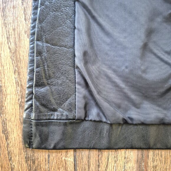 Vintage long black genuine leather coat, European size 38 - Picture 13 of 16